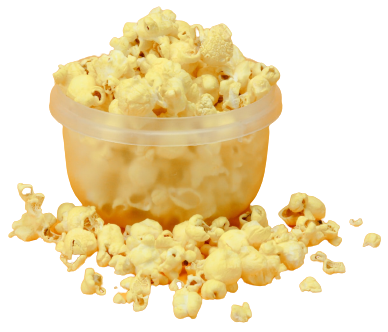 A bowl of popcorn with melted butter and salt